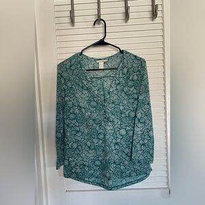 H&M Green Floral Top